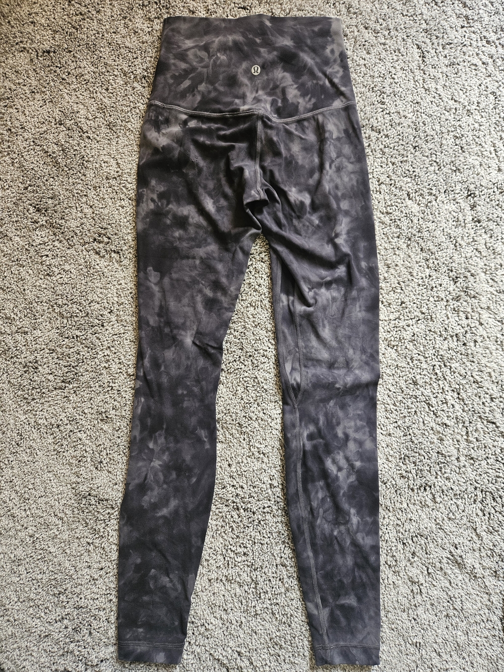 lululemon athletica Womens Black Gray Tie-Dye High-Rise Leggings